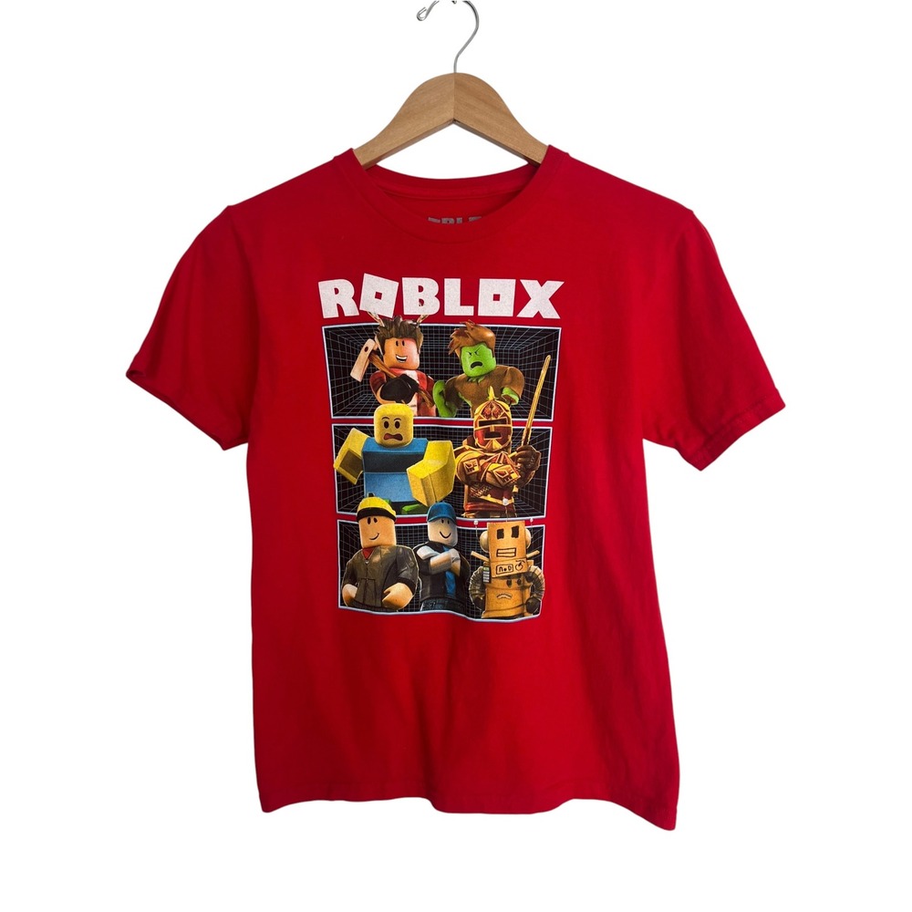 Roblox Boys Red Graphic T-Shirt Gamer Avatar Short Sleeve Cotton Tee Size M